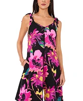 Vince Camuto Women's Floral-Print V-Neck Sleeveless Wide-Leg Jumpsuit