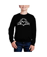 La Pop Art Boys Peace Fingers Word Crewneck Sweatshirt