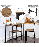 Sugift 3 Pieces Bar Table Set with 2 Stools