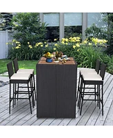 Sugift 5 Pieces Patio Acacia Wood Dining Set
