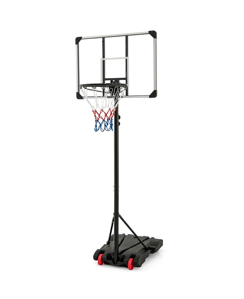 Sugift 5.8-6.8 Ft Basketball Hoop Height Adjustable Basketball System with Wheels and Fillable Base