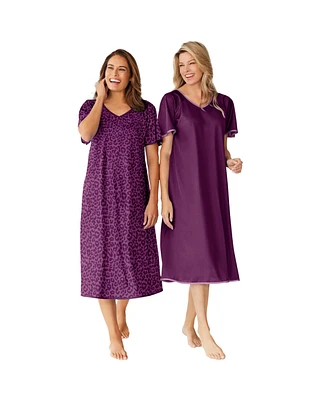 Only Neccessities Plus Necessities 2-Pack Short Silky Gown