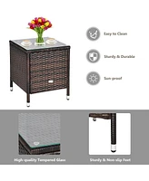 Sugift 3 Pieces Ergonomic Wicker Patio Conversation Set
