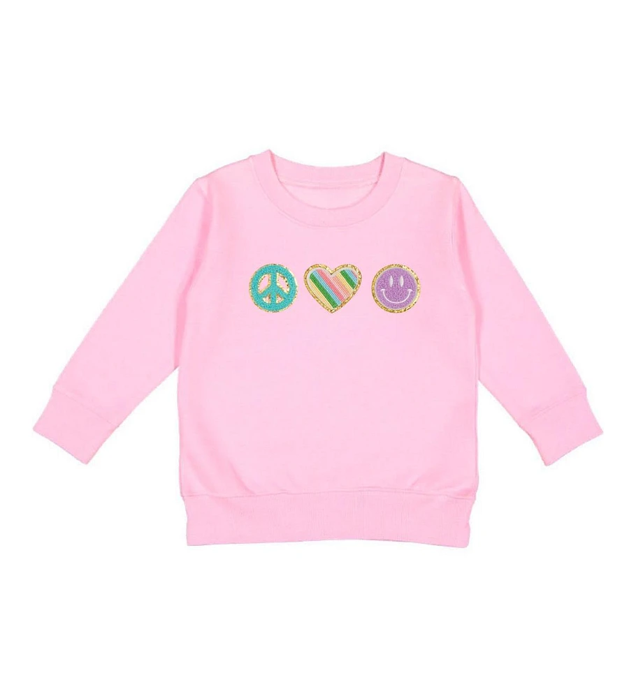 Sweet Wink Toddler Girls Peace, Love, Smile Patch Sweatshirt