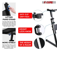 5 Core Keyboard Stand Adjustable z Style Piano Riser + Keyboard Piano Bench - Black