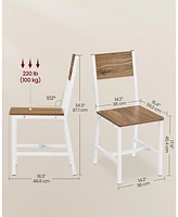 Slickblue Dining Chair Set of 2, Rustic Wood Chairs with Metal Steel Frame