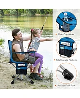 Costway 360° Swivel Hunting Chair with Mesh Cup Holder & Storage Pockets Cozy Backrest