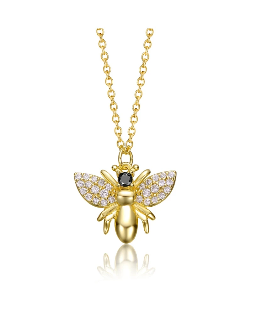 GiGiGirl 14K Gold Plated Cubic Zirconia Wasp Pendant Necklace