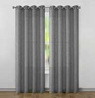 Kate Aurora 2 Piece Heavy Woven Heavy Duty Linen Styled Grommet Top Window Curtain Panels