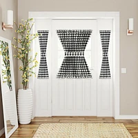 Kate Aurora Plaid Country Farmhouse French Door Curtain Panel With Matching Tieback - 54W x 72L, Black
