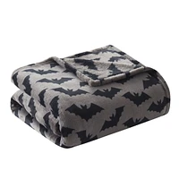 Kate Aurora Ultra Soft & Plush Gray & Black Spooky Halloween Bats Accent Throw Blanket - 50 in. W x 70 in. L