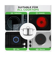 NutriChef Stainless Steel Cookware Stockpot - Quart, Heavy Duty Induction Pot