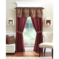 Kate Aurora 5 Piece Sheer Curtain & Valance Set - 52 in. W x 84 L, Blue/Gray