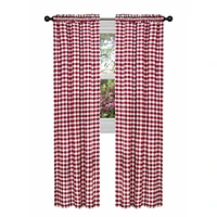 Kate Aurora Country Farmhouse Buffalo Check Plaid Gingham Single Window Curtain - 42 in. W x 95 L, Yellow