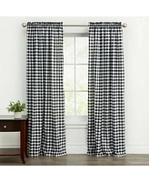 Kate Aurora Country Farmhouse Buffalo Check Plaid Gingham Single Window Curtain - 42 in. W x 95 L, Yellow