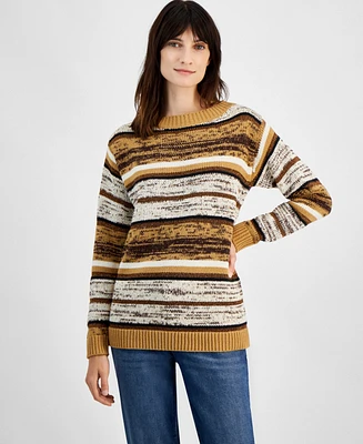 Style & Co Petite Stella Striped Metallic Sweater, Created for Macy's