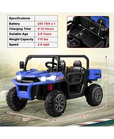 Gymax 24V Kids Ride On Dump Truck 2-Seater Electric w/ Remote Control Rose Red