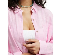 Cotton On Women's Swing Beach Cover Up Shirt