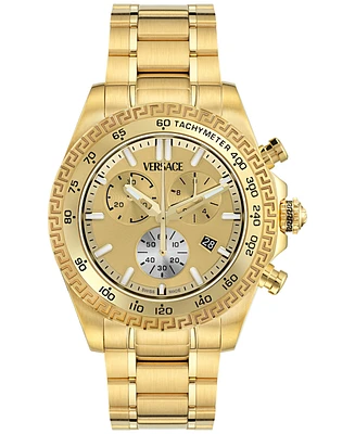 Versace Men's Swiss Chronograph Gold Ion Plated Stainless Steel Bracelet Watch 44mm