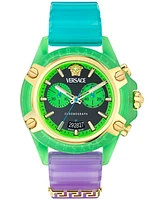 Versace Men's Swiss Chronograph Multicolor Transparent Strap 44mm