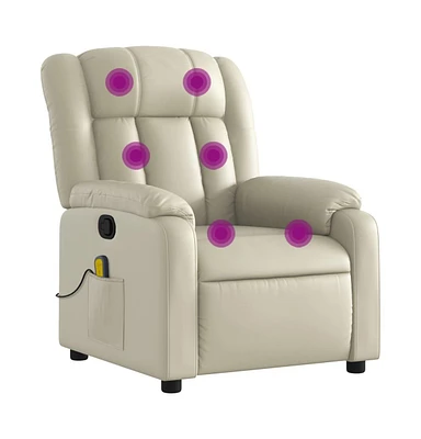 Massage Recliner Chair Cream Faux Leather