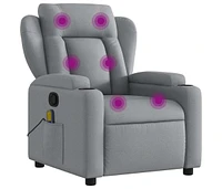 vidaXL Light Gray Fabric Recliner Chair with 6-Point Vibration Massage, Adjustable Backrest & Footrest, Cup Holders, Side Pocket, Padded Seat, Perfect