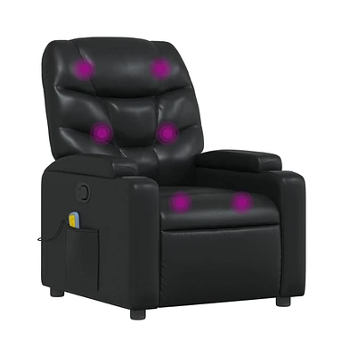 vidaXL Leather Recliner Chair with 6-Point Vibration Massage, Adjustable Backrest & Footrest, Cup Holders, Side Pocket, Padded Seat