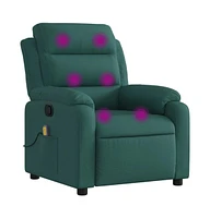 vidaXL Massage Recliner Chair with 6-Point Vibration Massage and Convenient Side Pocket, Dark Green Fabric Rocker, Adjustable Backrest & Footrest Loun