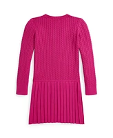 Polo Ralph Lauren Big Girls Mini Cable Pleated Cotton Sweater Dress