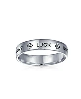 Bling Jewelry Amulet Talisman Heart Infinity Clover Symbol Inspirational Words Love Luck Unity Band Ring Gold Plated .925 Sterling Silver