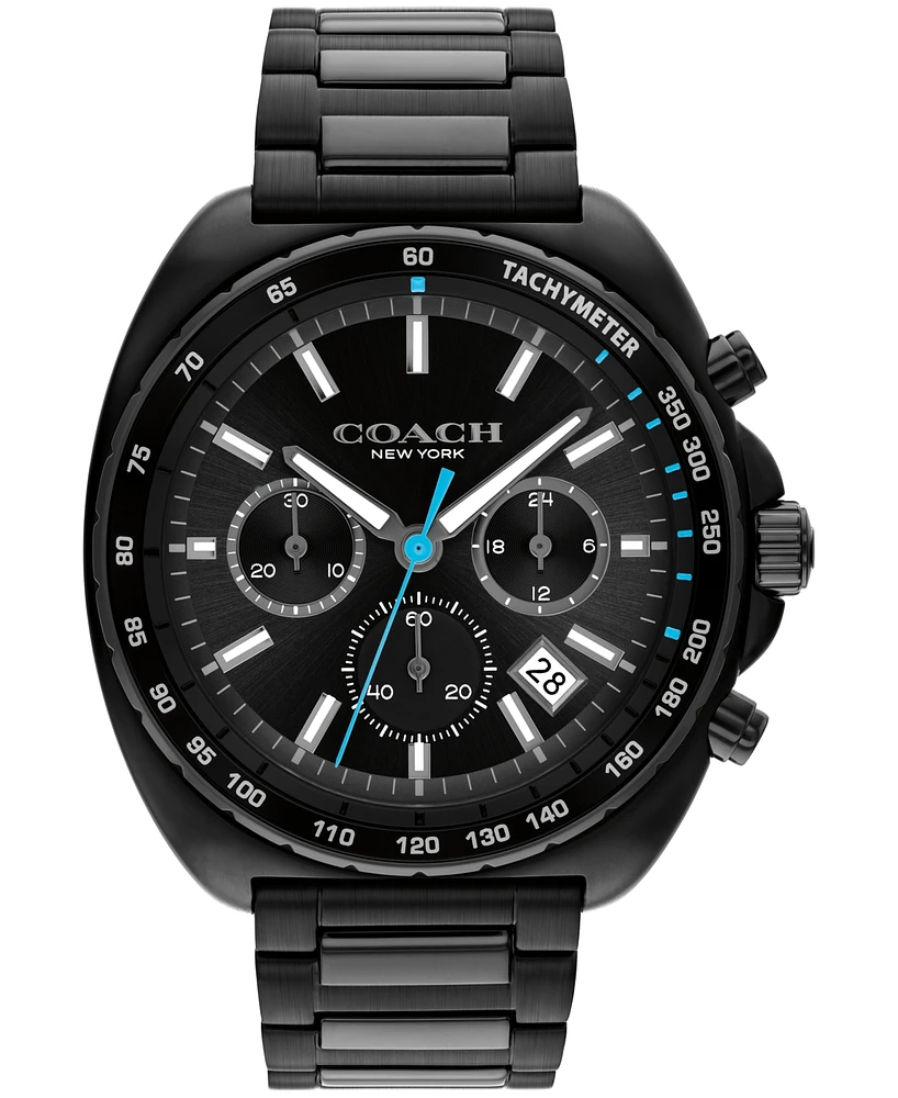 Coach Men's Charter Ionic Plated Black Stainless Steel Bracelet Watch 44.5mm