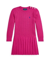 Polo Ralph Lauren Toddler And Little Girls Mini Cable Pleated Cotton Sweater Dress