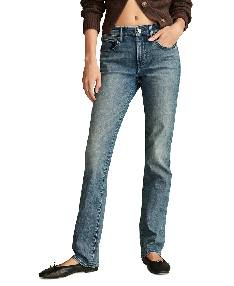 Lucky Brand Women's Curvy Mid Rise Sweet Straight-Leg Jeans