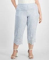 Charter Club Plus Cropped Linen Pants, Exclusively at Macy's