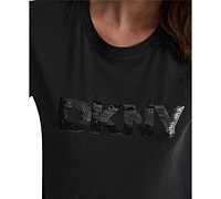 Dkny Jeans Women's Sequin Logo Crewneck T-Shirt