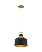 Possini Euro Design Courtney Soft Gold Mini Pendant Lighting 10" Wide Modern Matte Black Outer Gold Inner Drum Shade Fixture for Dining Room Home Foye