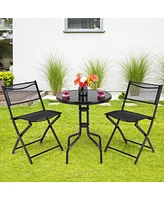 Sugift 3 Pieces Folding Bistro Table Chairs Set for Indoor and Outdoor