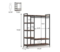 Tribesigns Free-standing Closet Organizer, Heavy Duty Clothes Closet, Portable Garment Rack with 6 Shelves and Hanging rod