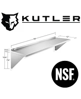 Kutler 12" x 60" Stainless Steel Shelf, Nsf Commercial Wall Mount Shelving w/ Backsplash, Floating Metal Mounted Shelves for Restaurant, Kit