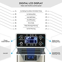 44 lbs Stainless Portable Countertop Self-Clean Ice Maker, 24 Square Cubes with Lcd Display