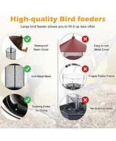 Vebreda Squirrel-proof Metal Wild Bird Feeder with Perch and Drain Holes