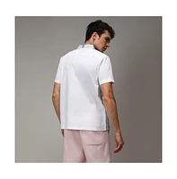 Men's Sky Blue & Midnight Black Fish Eye Ethnic Shirt