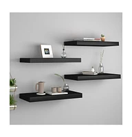 vidaXL Floating Wall Shelves 4 pcs Black 19.7"x9.1"x1.5" Mdf