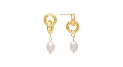 Rivka Friedman Polished Link Drop Pearl Earrings