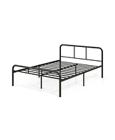 Sugift Full Bed Frame with Headboard and Footboard No Box Spring Needed-Black