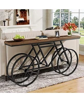 Tribesigns 70.9-Inch Extra Long Console Table, Narrow Sofa Table with Bicycle Metal Base, Modern Industrial Entryway Table Behind Couch Table for Livi