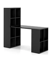 Sugift Modern Computer Desk with 12 Cubes Bookshelf