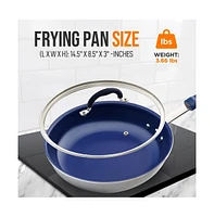 NutriChef 8'' Small Fry Pan with Lid - Non-stick Pan with Silicone Handle, Ceramic Coating Inside