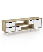 Costway Tv Stand for TVs up to 55" with Storage 4 Drawers & 2 Open Shelves for Bedroom
