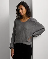 Lauren Ralph Women's Rib-Knit Dolman-Sleeve Sweater, Regular & Petite